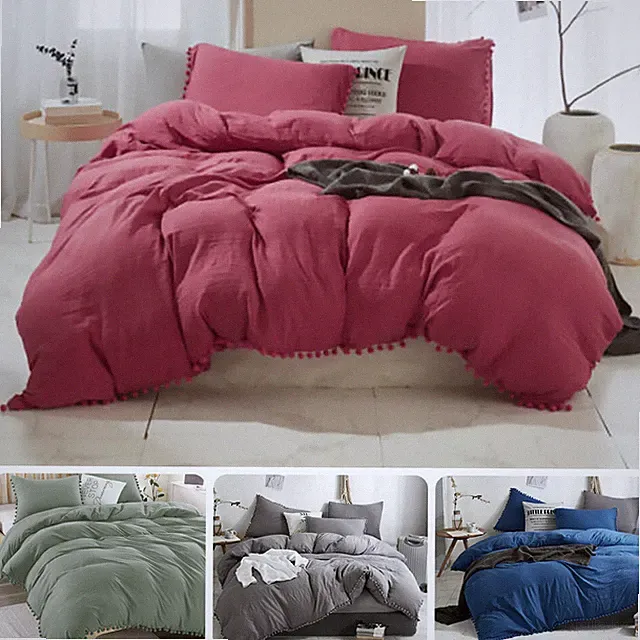 2/3Pc Duvet Cover Set With Pillow Soft Bedspread Twin Full Queen King Size Set