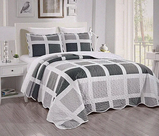 3-Piece Super Queen Size Quilt Set. Fine Printed, Oversized (100 X 95) Beds...