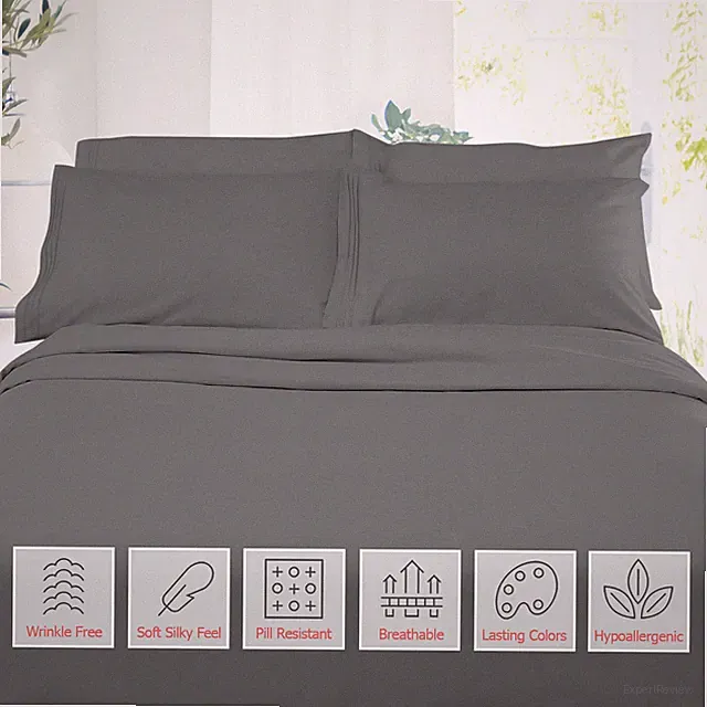 Double Brushed Soft Microfiber Hotel Style Bed Sheets, Deep Pocket Sheet Set