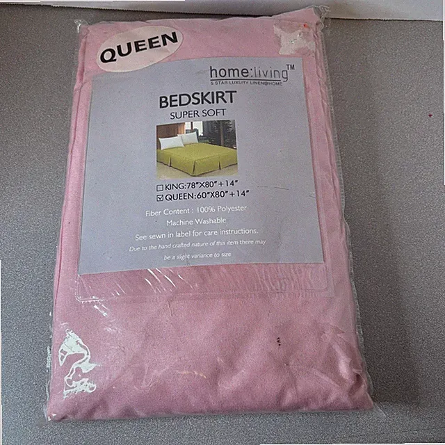 home living Queen Size 60x80+14 Pink Polyester Bed Skirt Super Soft