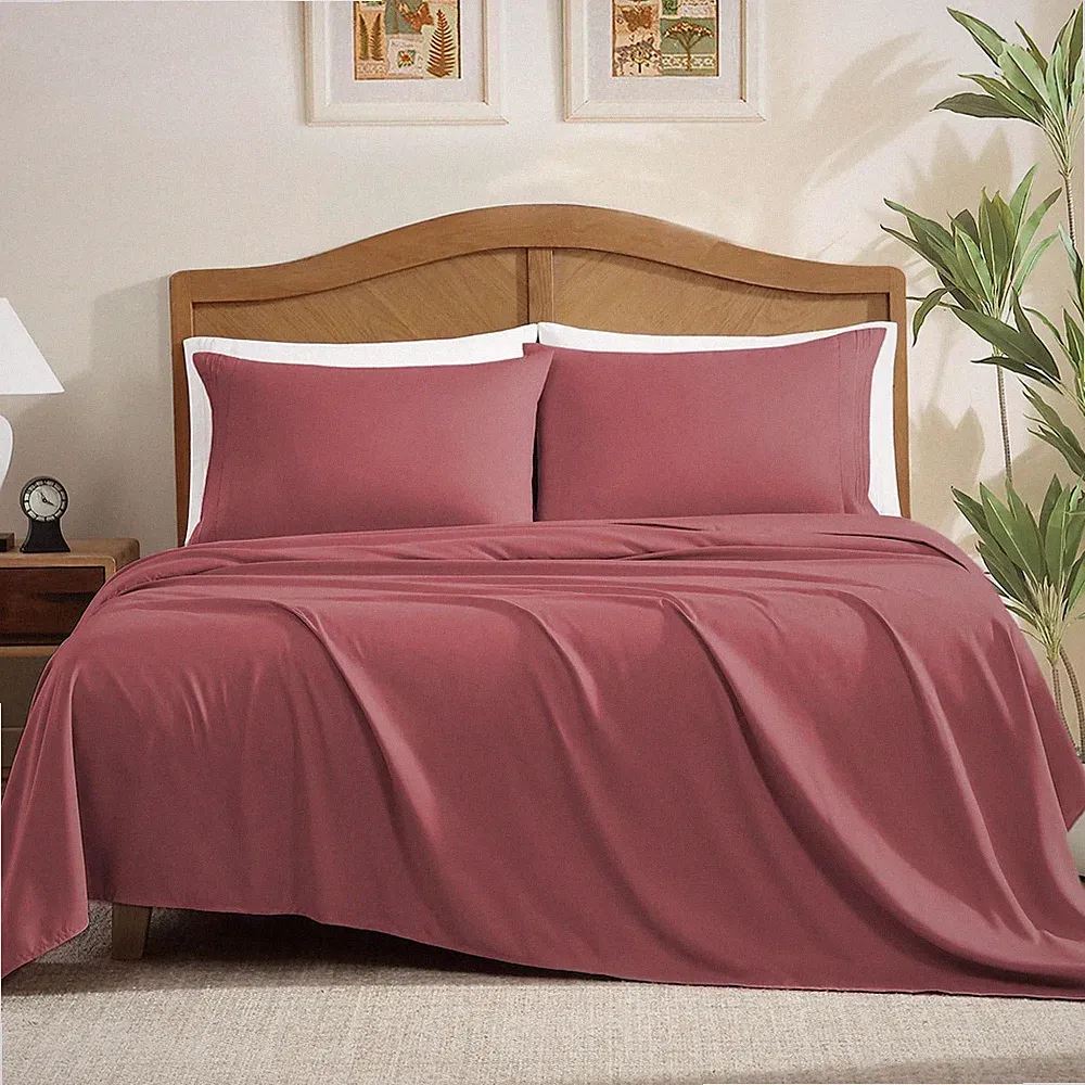 home Sheet Set Queen Size, 4-Piece Bedding, Lightweight & Super Soft Easy Care M