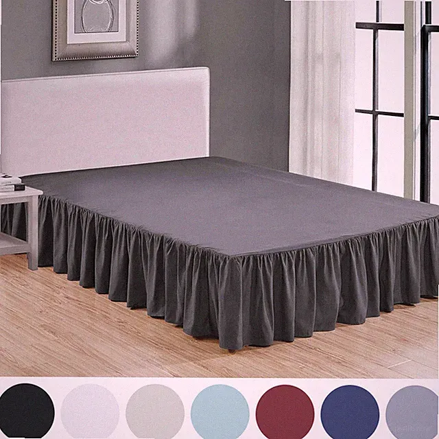 Luxury Bed Skirt 14" Drop Super Solid Microfiber Pleated Premium Wrinkle Free