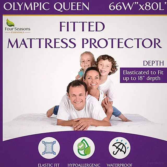 Olympic Queen (66"X80") Waterproof Mattress Protector - Super Queen Size Fitted