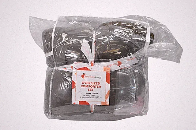 PeachSkinSheets Oversized Comforter Set Super Queen 98x98 with 2 Shams Gray