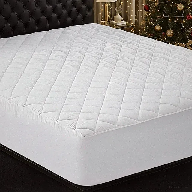 Quilted Fitted Mattress Pad (Super Queen) - Elastic Fitted Mattress Protector