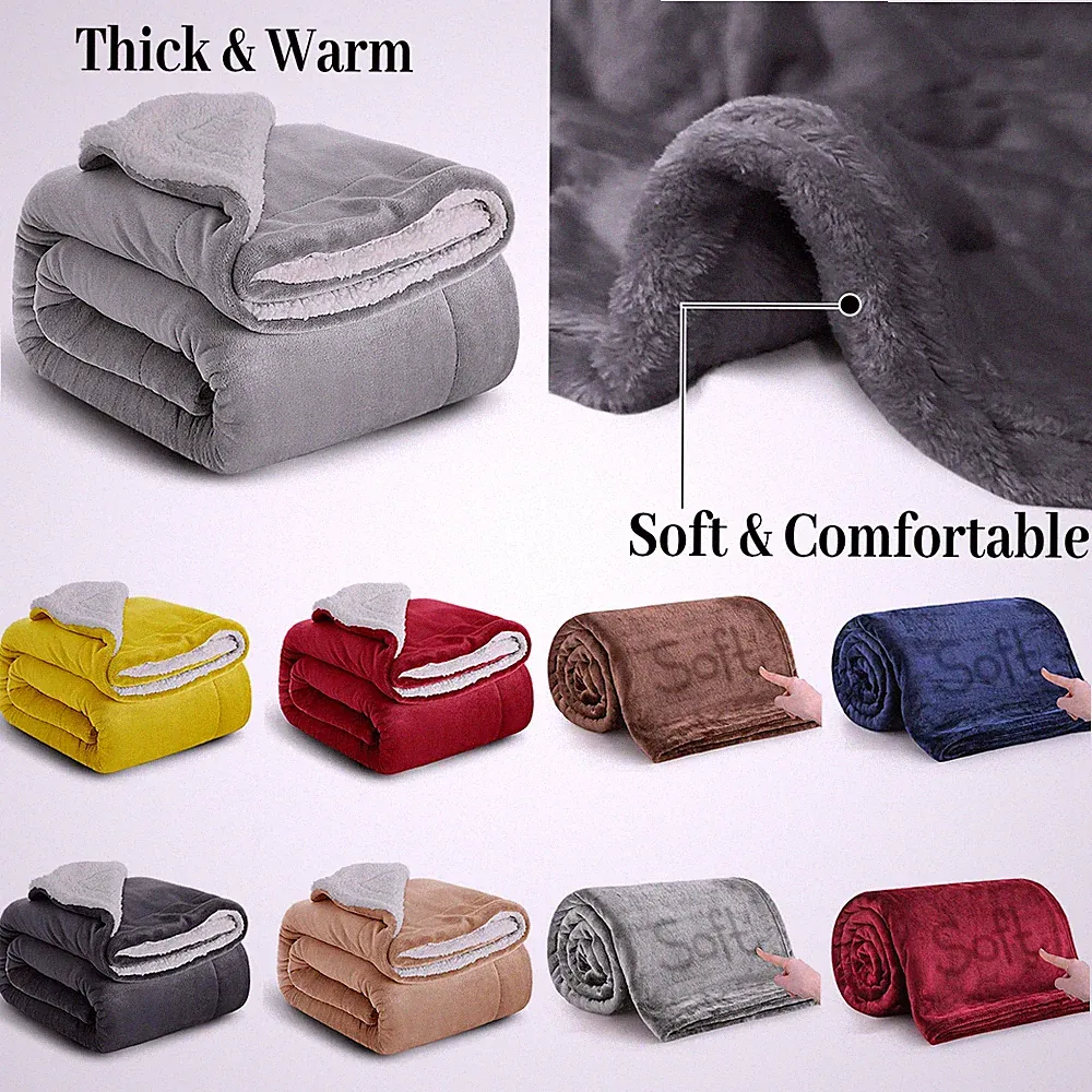 Sherpa Fleece Blankets Plush Fleece Super Soft Light Weight Mink Sofa Bed Throws