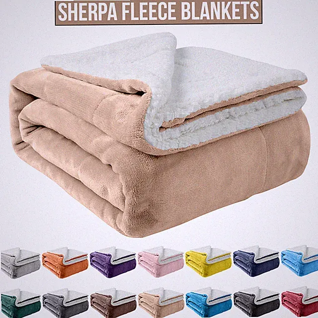 Sherpa Fleece Blankets Soft Reversible Fuzzy Sofa Couch bed Throw Twin Queen