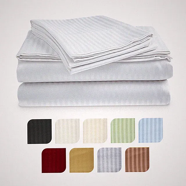 Super Lux Club 400 Thread Count 100% Cotton Sateen Bed Sheet Dobby Stripe
