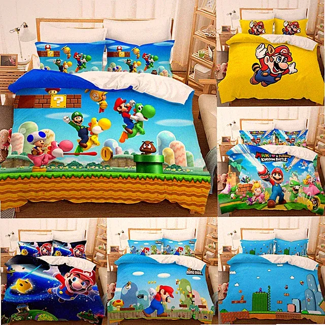 Super Mario Bedding Set 3PCS Duvet/Quilt Cover Pillowcase Single Double King