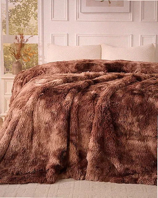 Super Soft Faux Fur Sherpa Fleece Blanket Queen Size, Cozy Warm, 90 x 90 for Bed