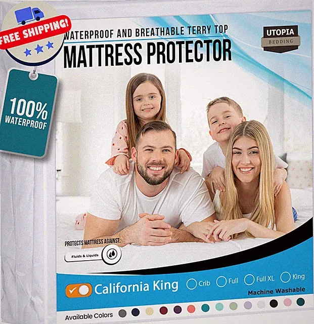 Waterproof Mattress Protector, Premium Terry Fitted Bedding Cover Twin XL Crib