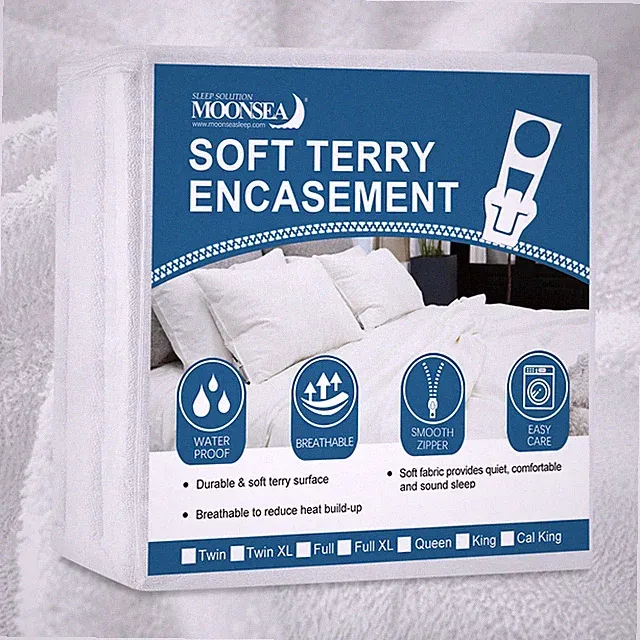Waterproof Soft Terry Mattress Encasement Zippered Mattress Protector All Sizes