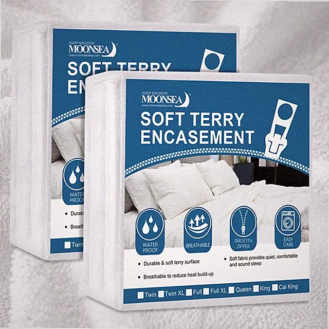 Waterproof Zippered Mattress Encasement Soft Terry Surface 2 Pack Various Size